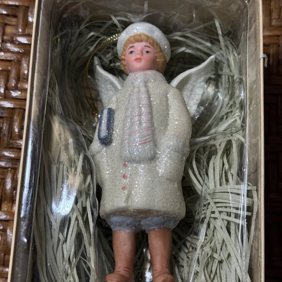Costco Angel Boy With Book Ornament Porcelain - Picture 2 of 8